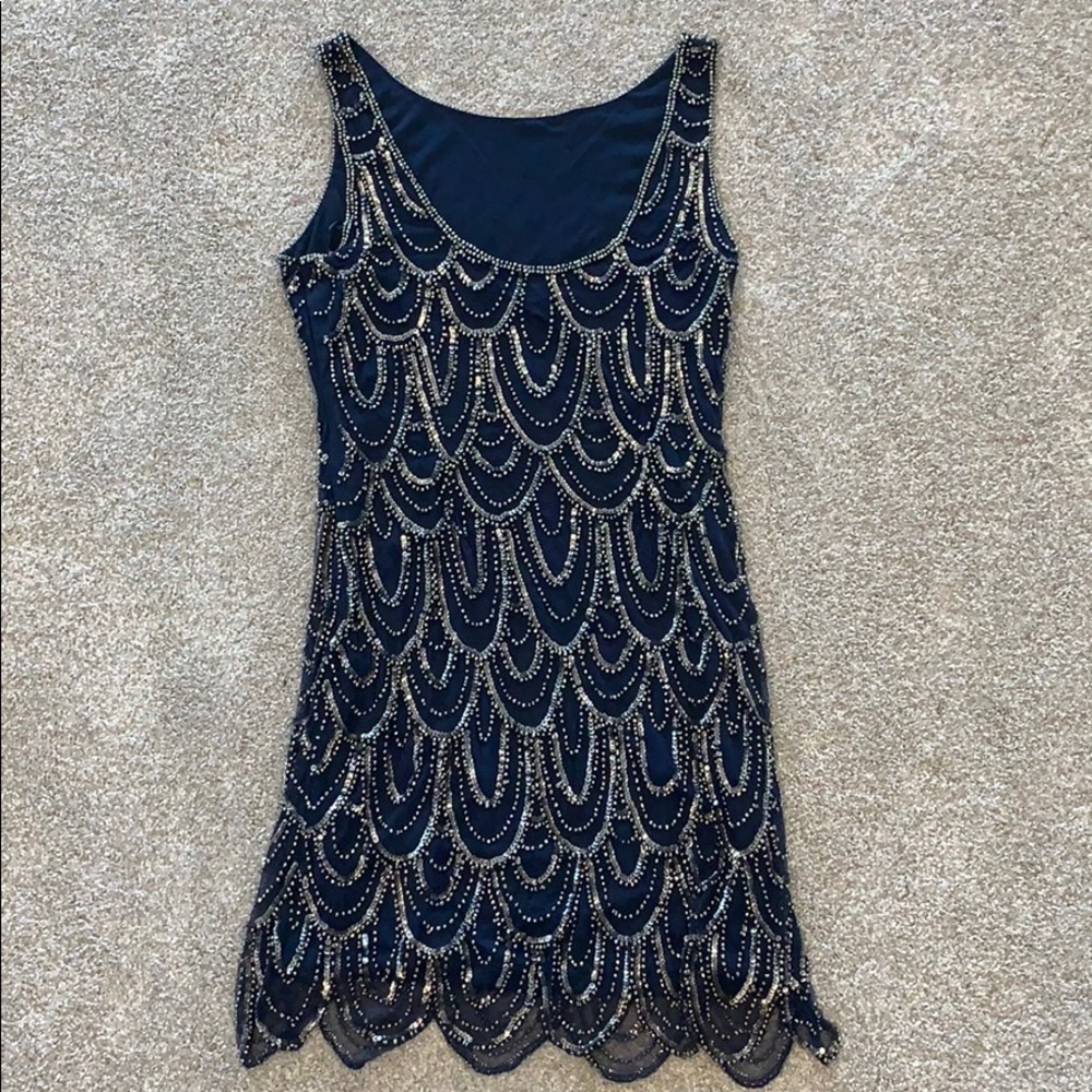 👗Navy Beaded Dress